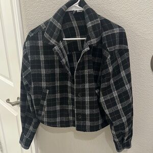 Plaid Black and White Women's Jacket